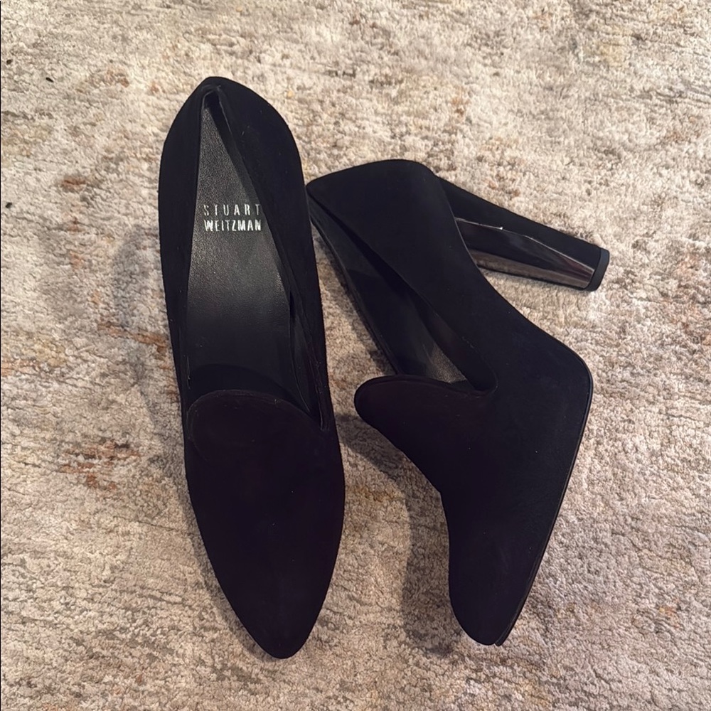 Stuart Weitzman Black Heels with Chunky Block Heels